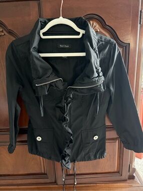 White House Black Market Jacket - Black Ruffle-Trim Utility Jacket